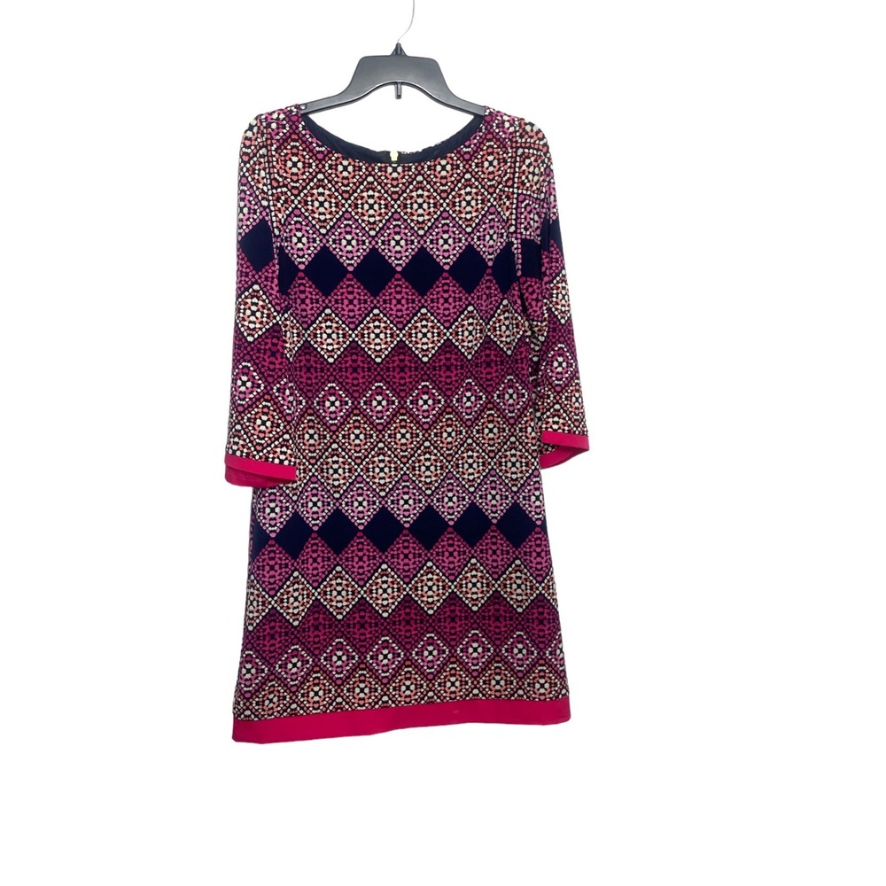 Eliza J 10 Dress Geometric Pattern Blues Pink